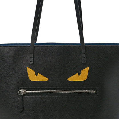 Fendi Vitello Elite Cuoio Monster Buggies Medium Roll Tote Black Multicolor Blue Cobalto 7 of 9