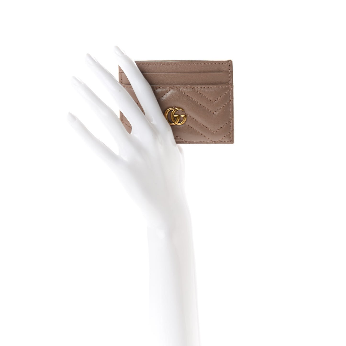 Calfskin Matelasse GG Marmont Card Holder Porcelain Rose