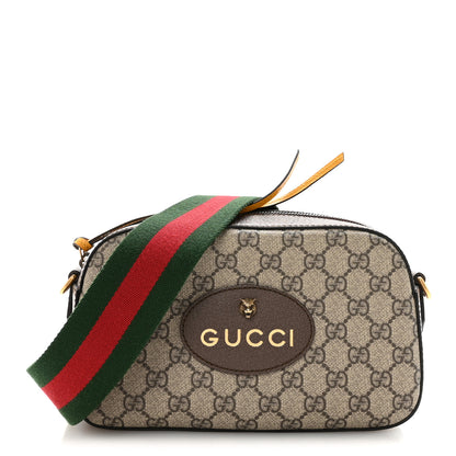 Gucci GG Supreme Monogram Web Neo Vintage Shoulder Bag Beige New Acero Crop 1 of 10