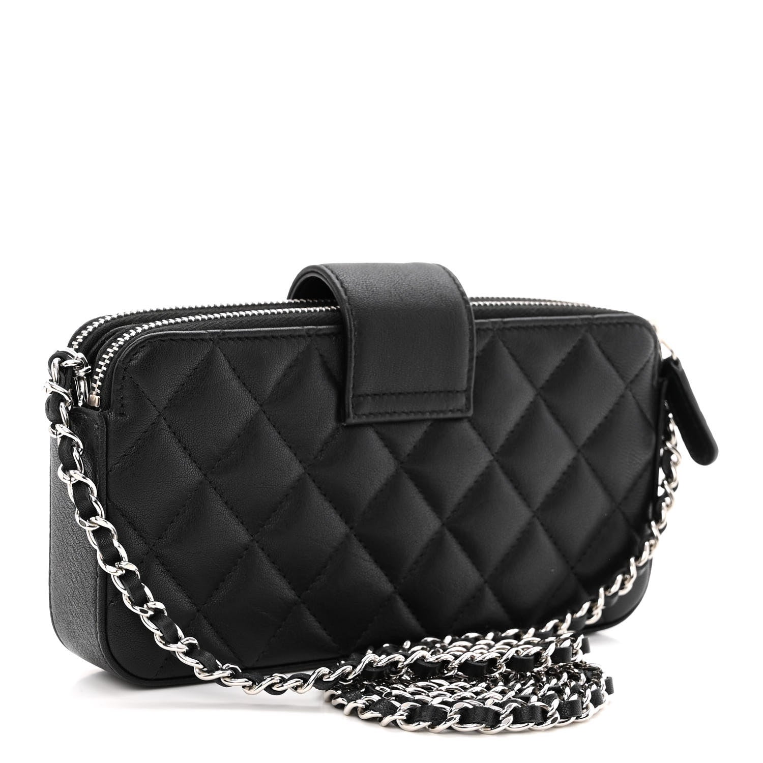 Chanel Lambskin Quilted CC Box Clutch With Chain Black 3 of 11