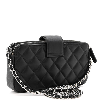 Chanel Lambskin Quilted CC Box Clutch With Chain Black 3 of 11