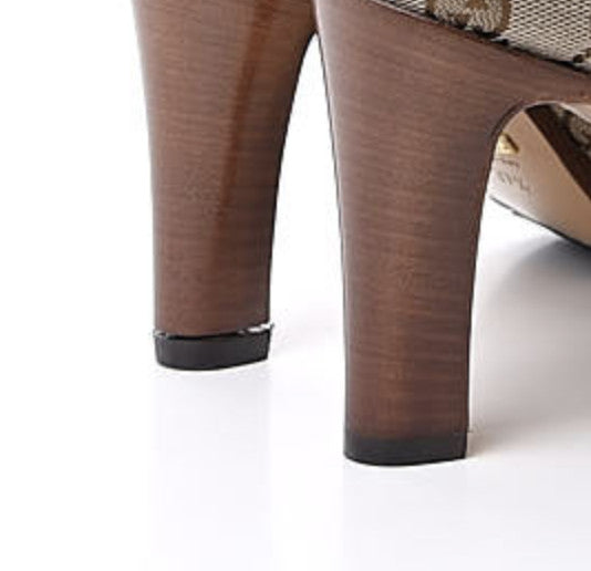 Monogram Lisa Mid Heel Boots 37.5 Beige Ebony