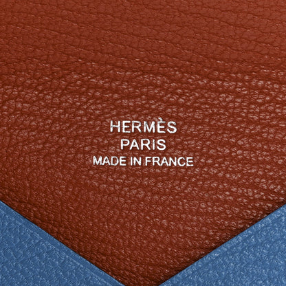 Hermes Chevre Mysore Verso Calvi Card Case Bleu Frida Cuivre 6 of 7
