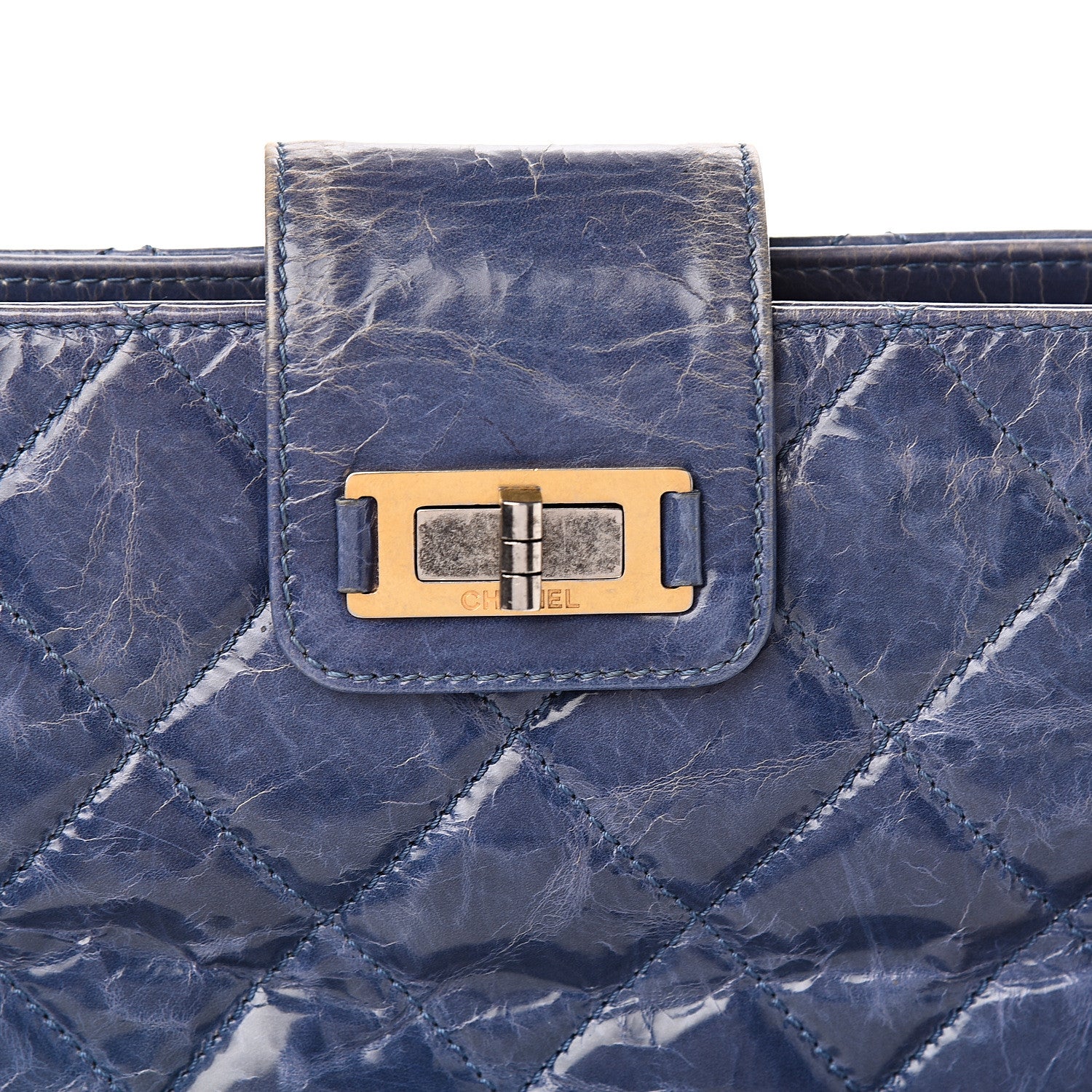 Chanel Glazed Crackled Calfskin Small Reissue Tote Blue 11 of 11