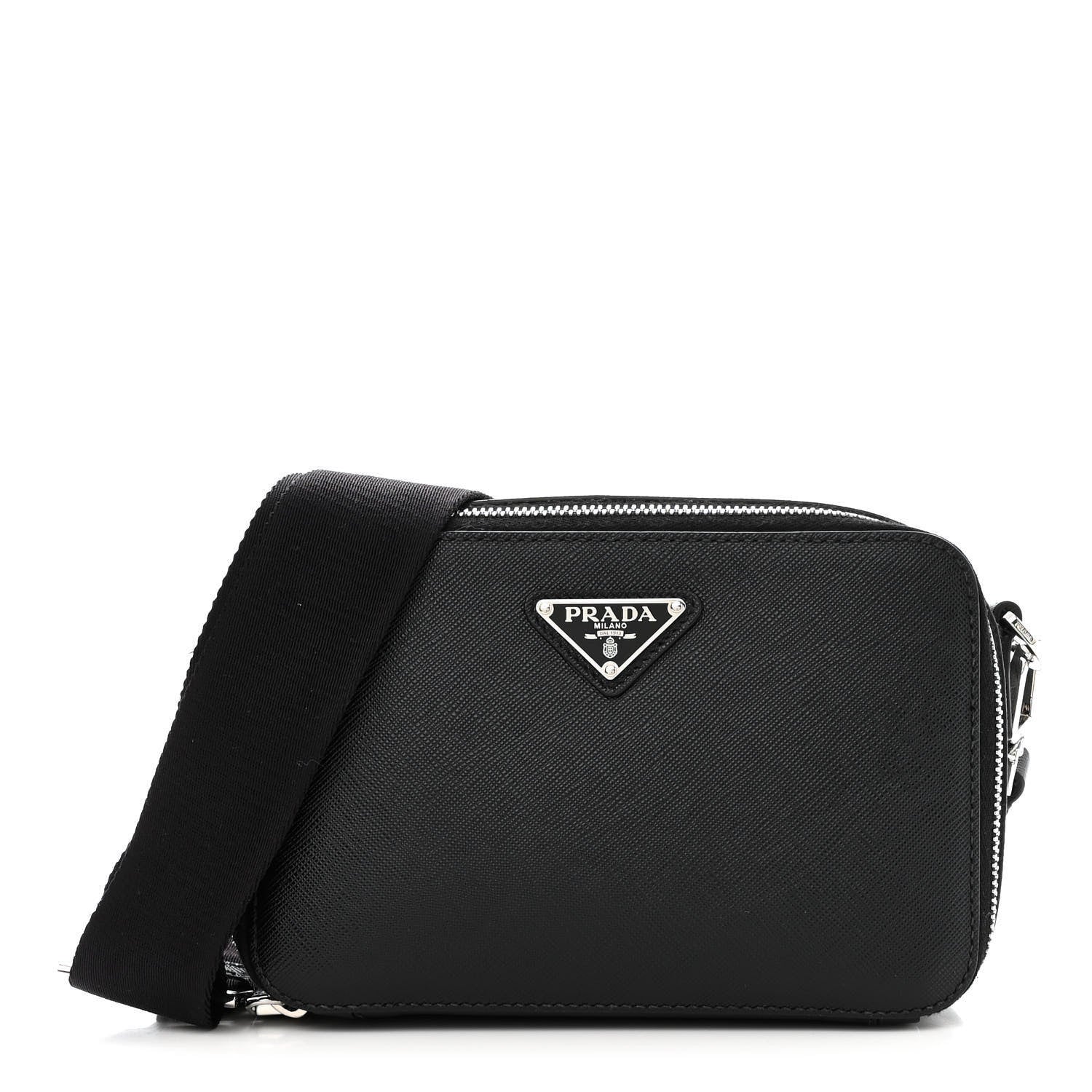 Prada Saffiano Travel Small Brique Crossbody Bag Black 1 of 9