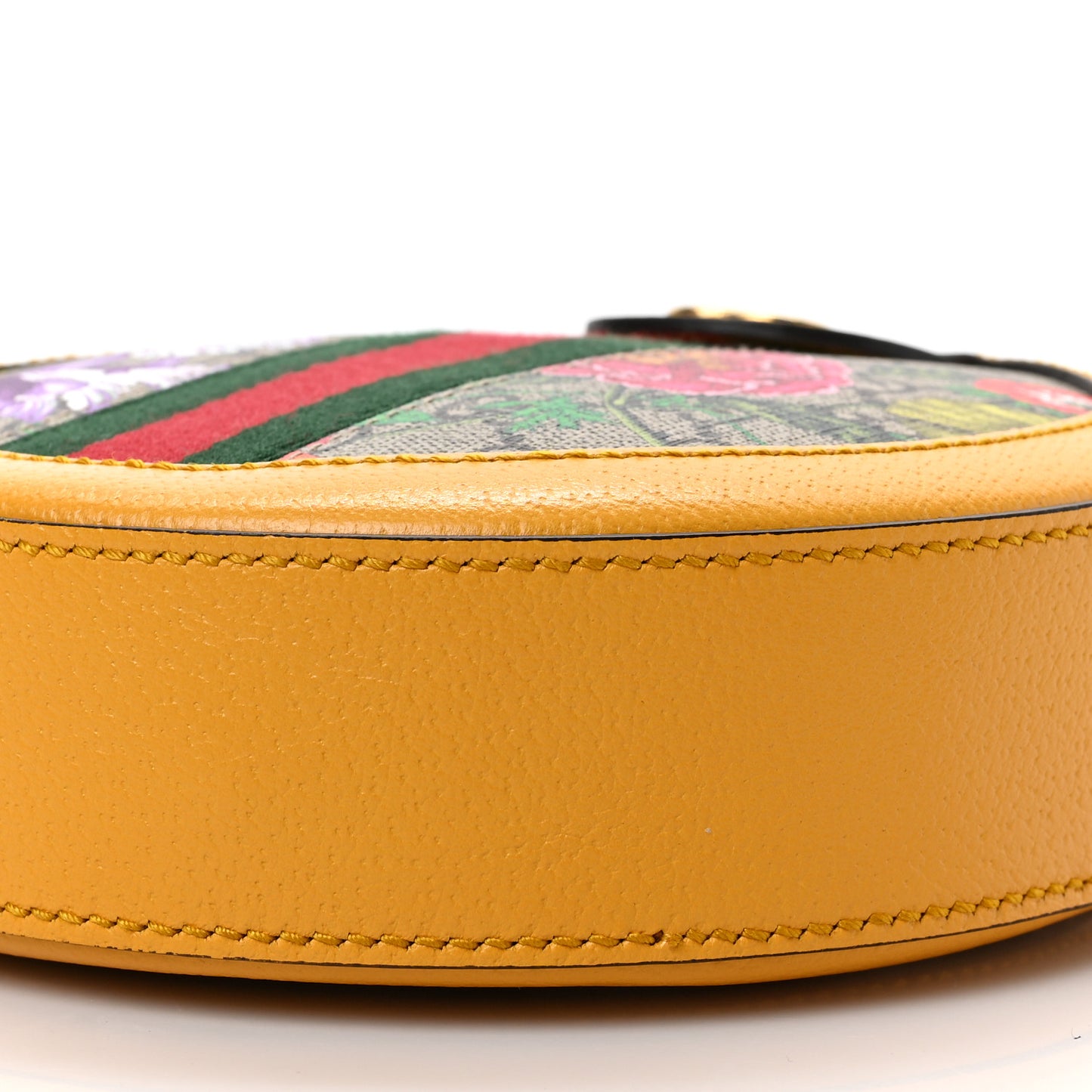 GG Supreme Monogram Flora Web Mini Ophidia Round Shoulder Bag Beige Multicolor Crop
