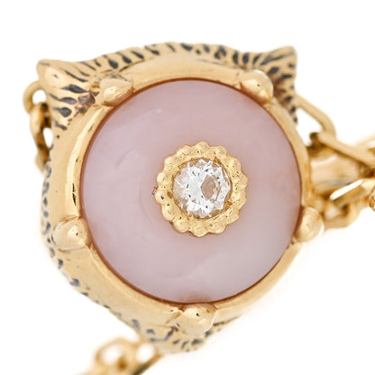 Gucci 18K Yellow Gold Diamond Pink Opal Le Marche des Merveilles Feline Bracelet 6 of 7
