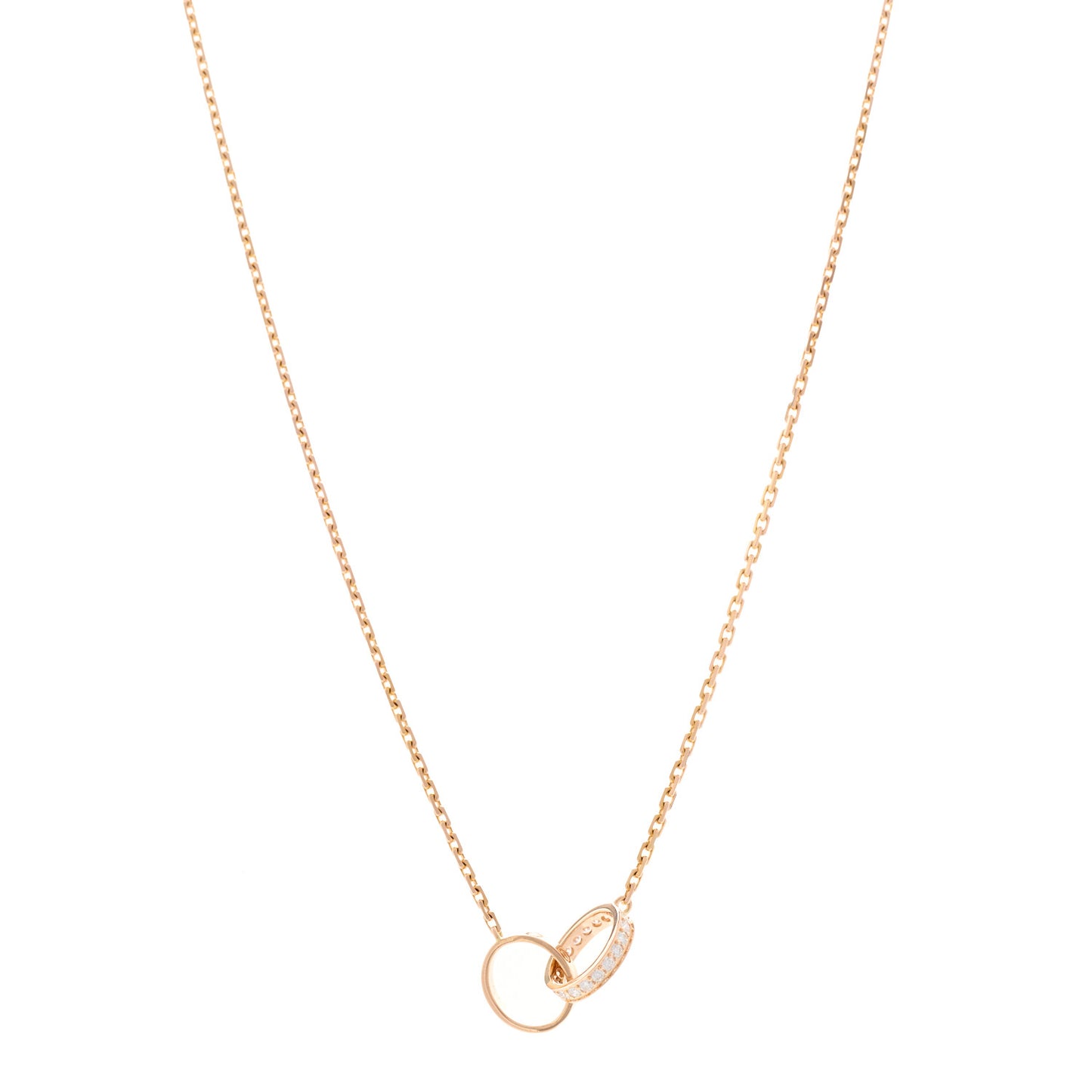 18K Pink Gold Diamond Interlocking LOVE Necklace