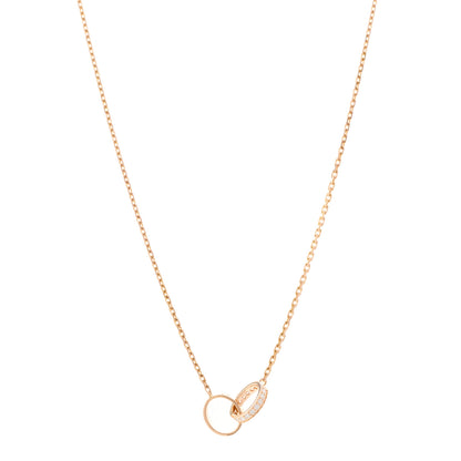 Cartier 18K Pink Gold Diamond Interlocking LOVE Necklace 1 of 5