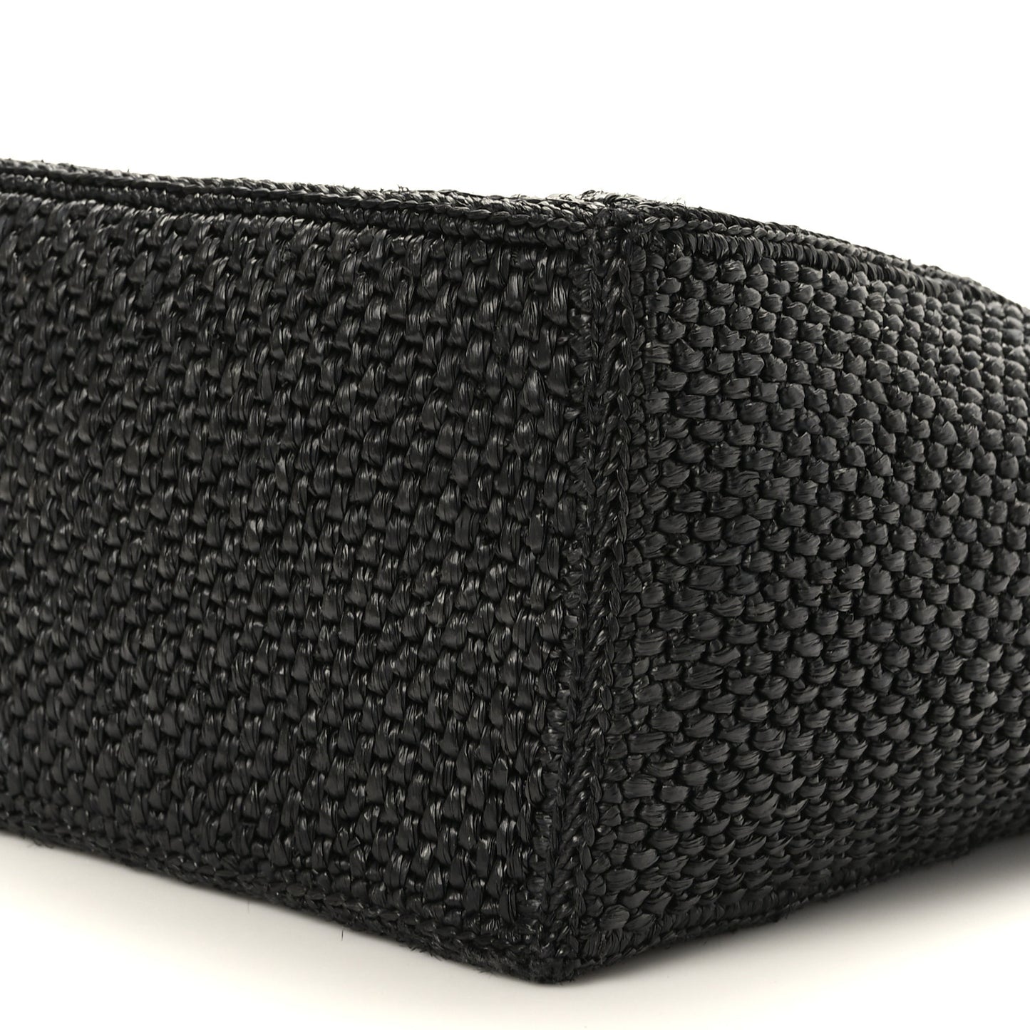 Raffia Medium Paula's Ibiza Logo Tote Black White