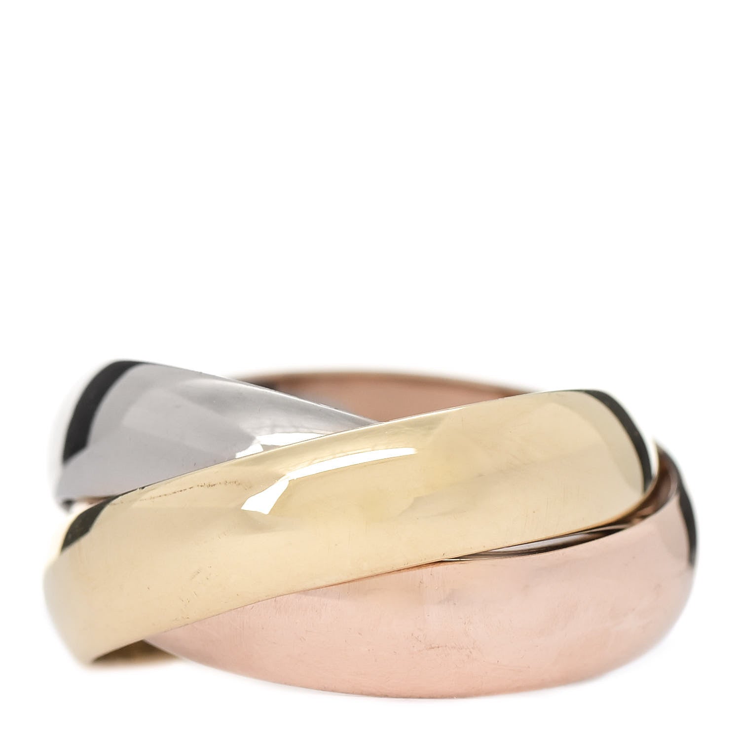 Cartier 18K Pink Yellow White Gold Large Trinity Ring 50 5.25 3 of 6