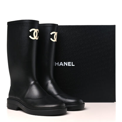 Chanel Caoutchouk CC High Boots 37 Black 9 of 9