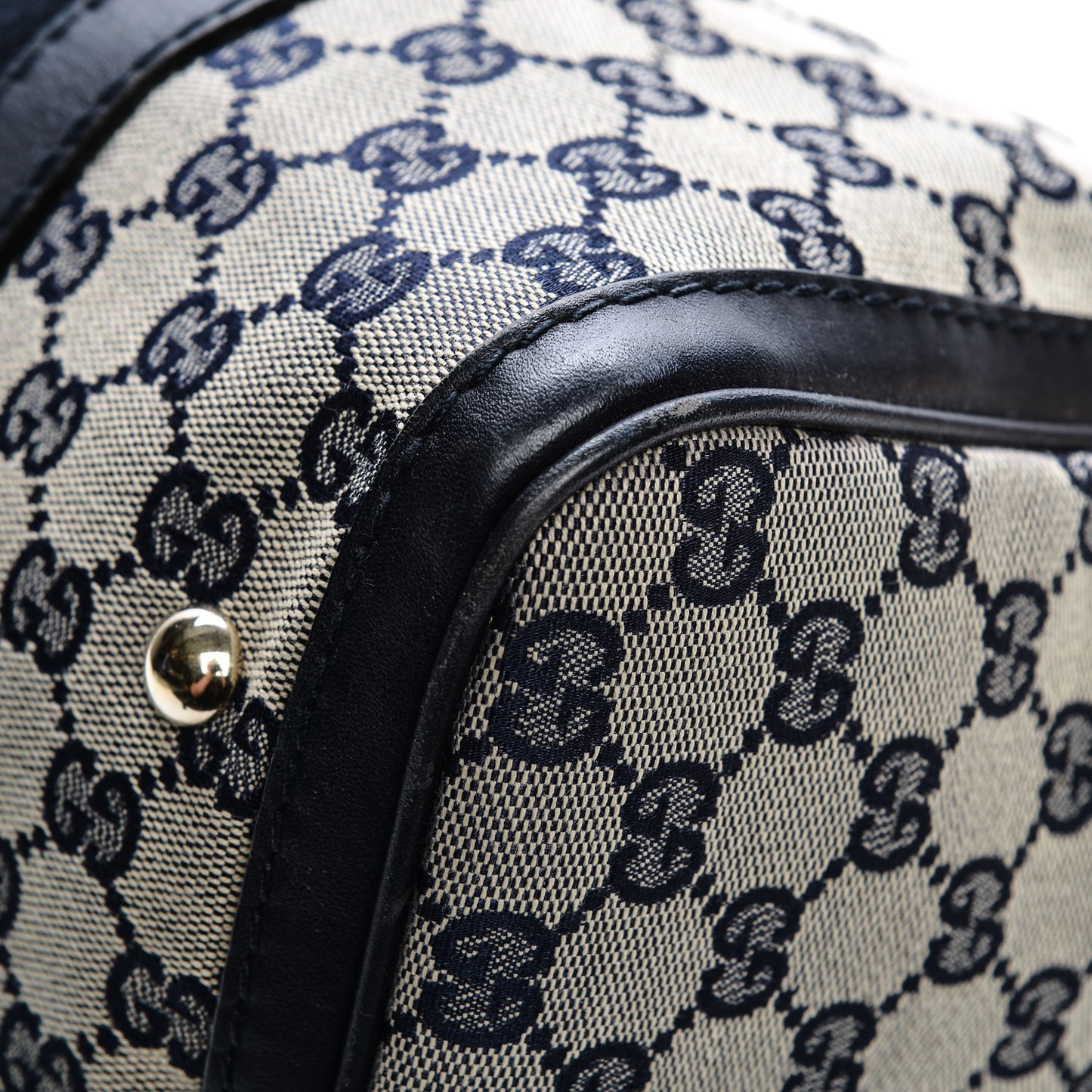 Monogram Selleria Calfskin Vintage Web Medium Boston Beige Blue