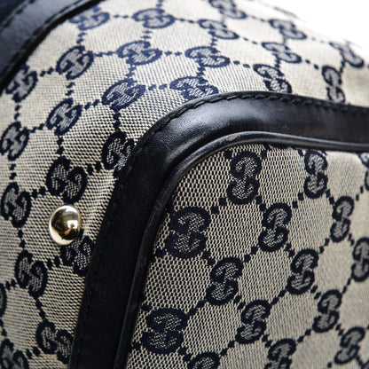 Gucci Monogram Selleria Calfskin Vintage Web Medium Boston Beige Blue 11 of 12