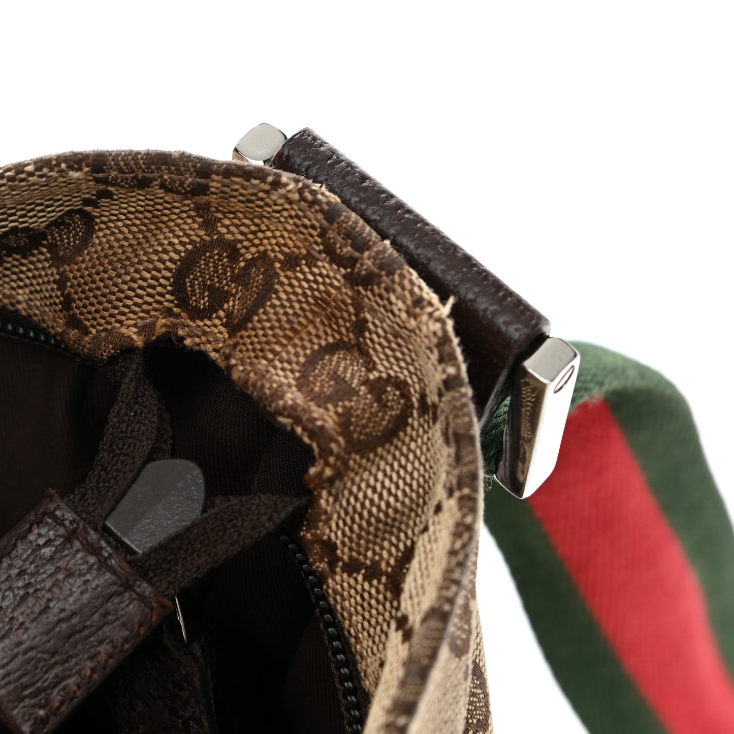 Monogram Web Medium Flat Messenger Bag Brown