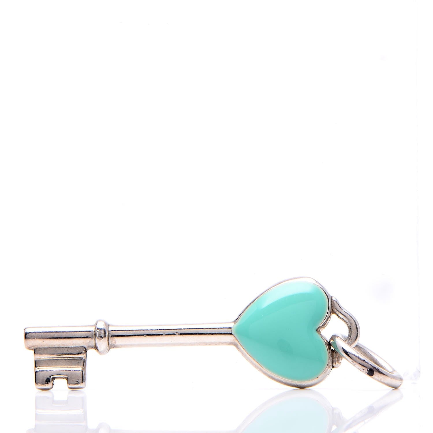 Tiffany Sterling Silver Enamel Key Pendant Blue 1 of 4