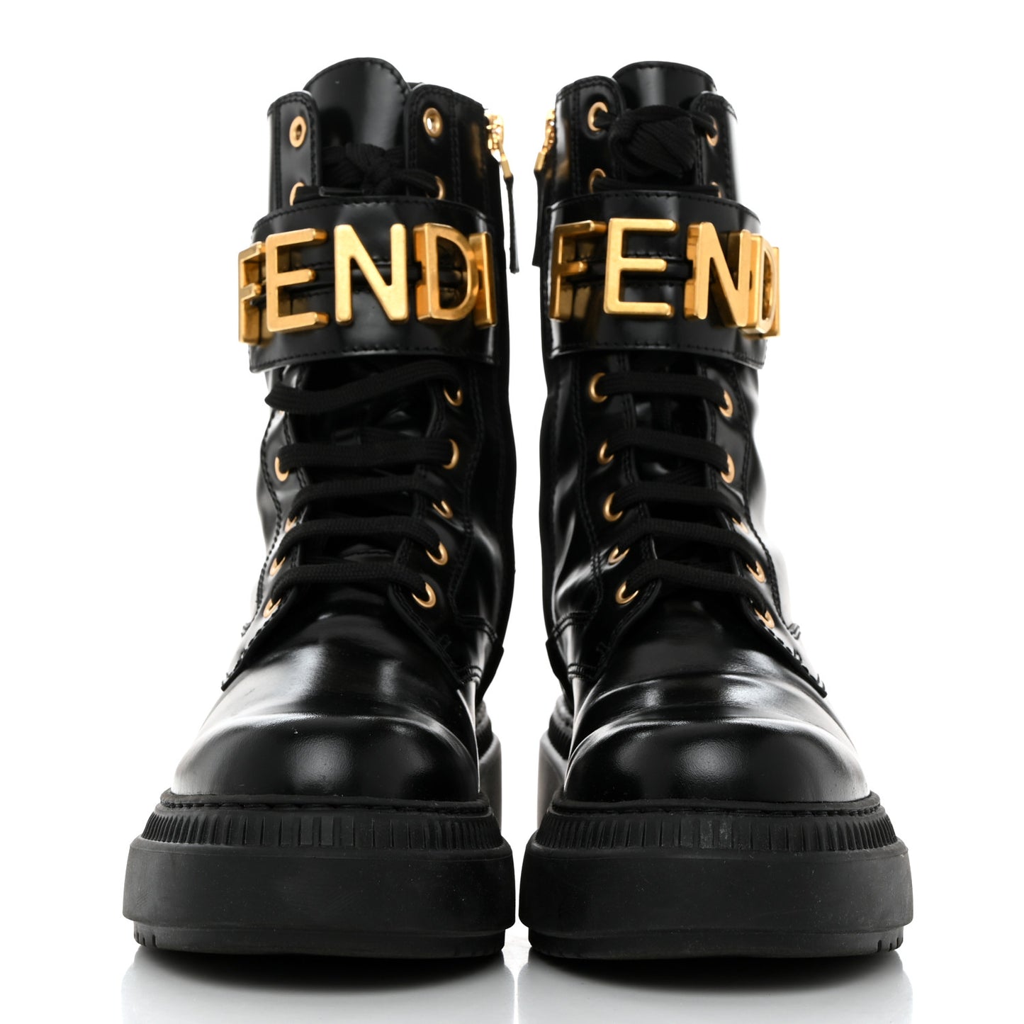 Vitello Abrasivato Fendigraphy 50mm Biker Boots 36.5 Black