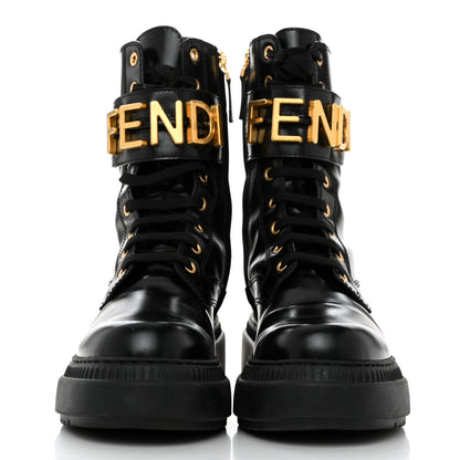 Fendi Vitello Abrasivato Fendigraphy 50mm Biker Boots 36.5 Black 2 of 9