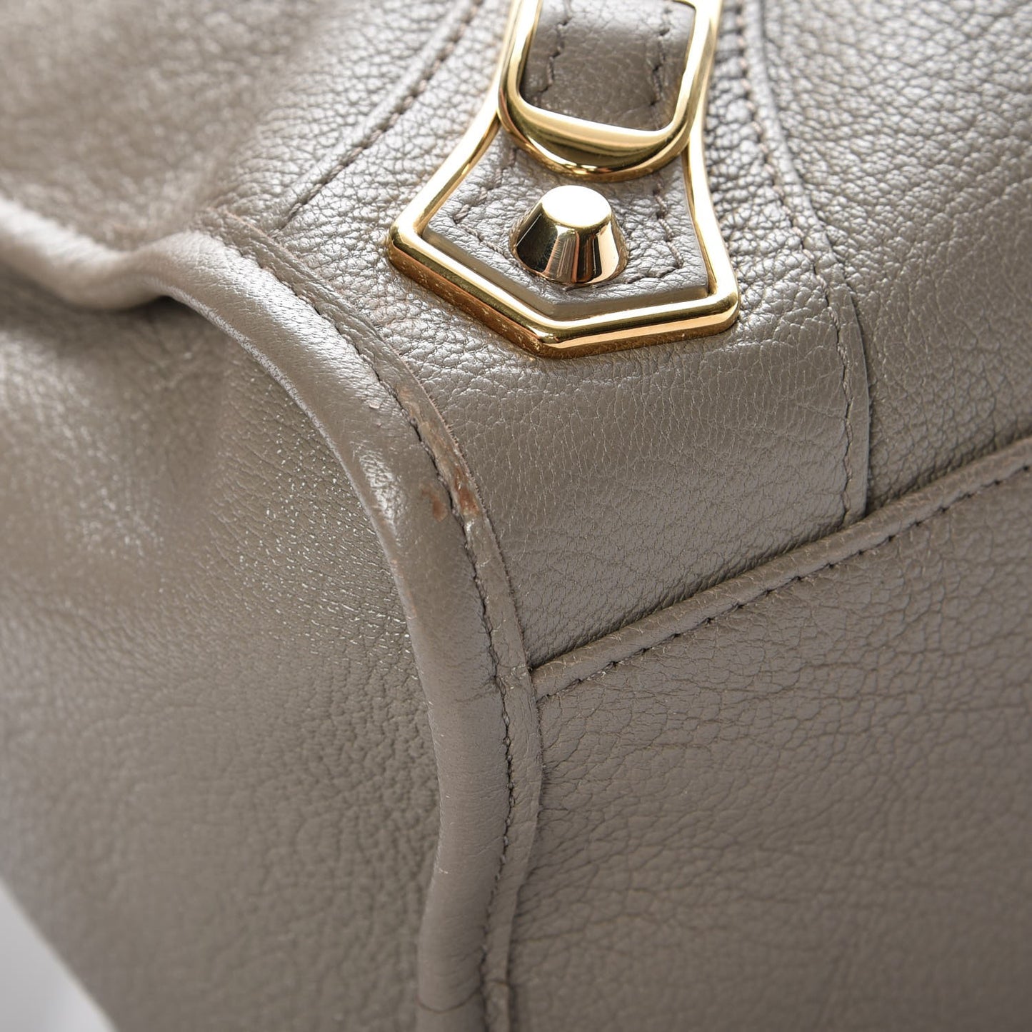 Chevre Gold Metallic Edge Hardware City Gris Taupe