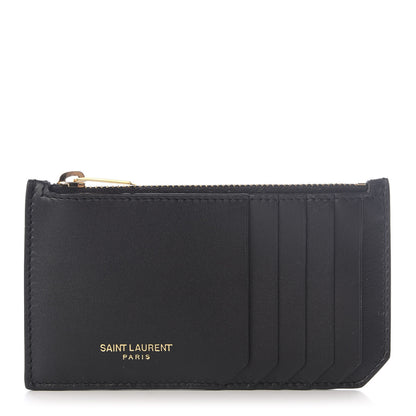 Saint Laurent Calfskin 5 Fragments Zip Pouch Card Holder Black 1 of 7