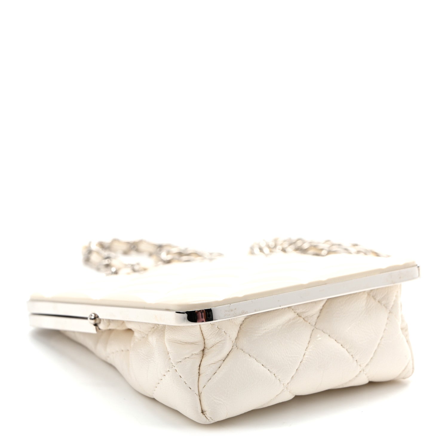 Chanel Lambskin Plexi Quilted CC Evening Clutch With Chain White 4 of 10