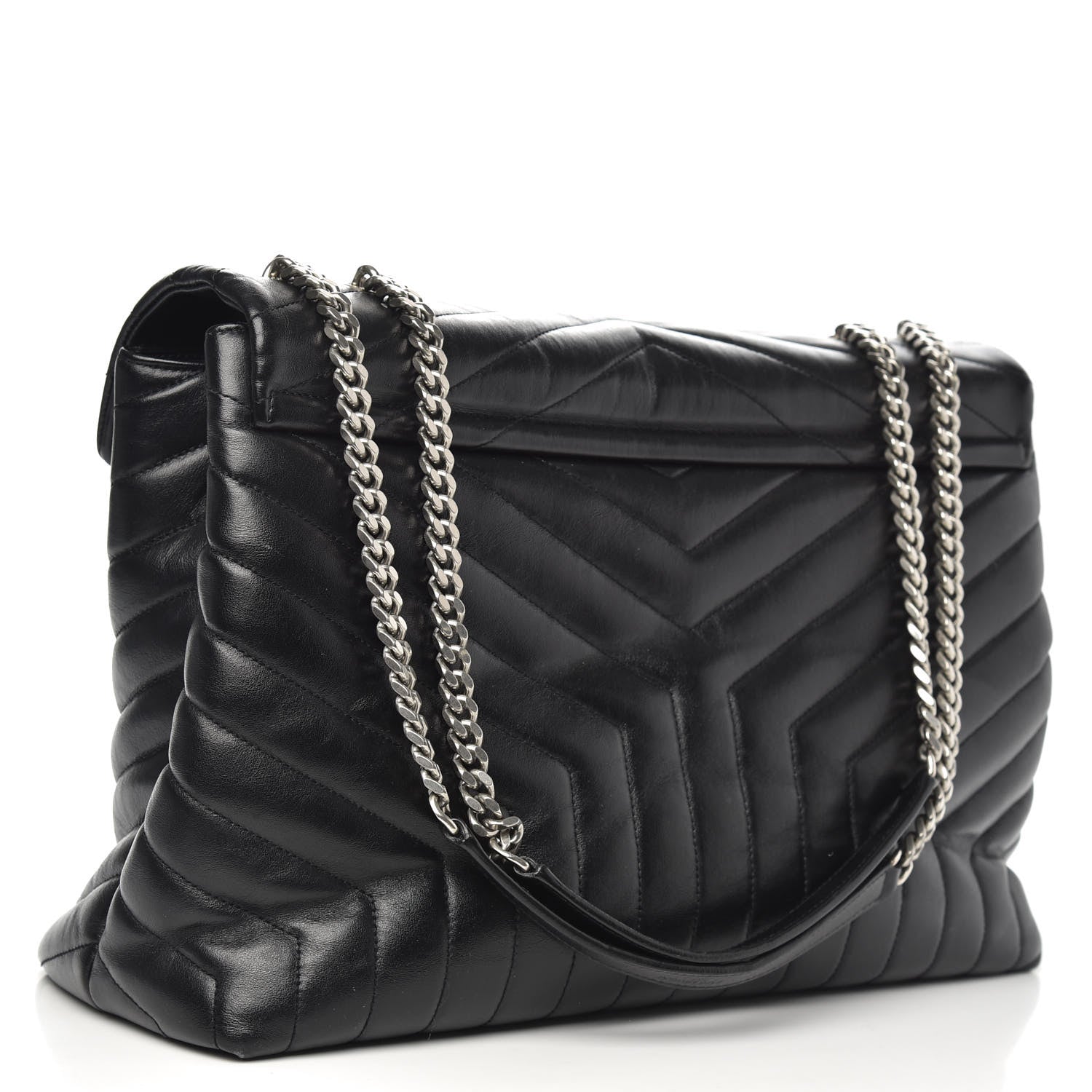 Saint Laurent Calfskin Y Quilted Monogram Large Loulou Chain Satchel Black 3 of 13