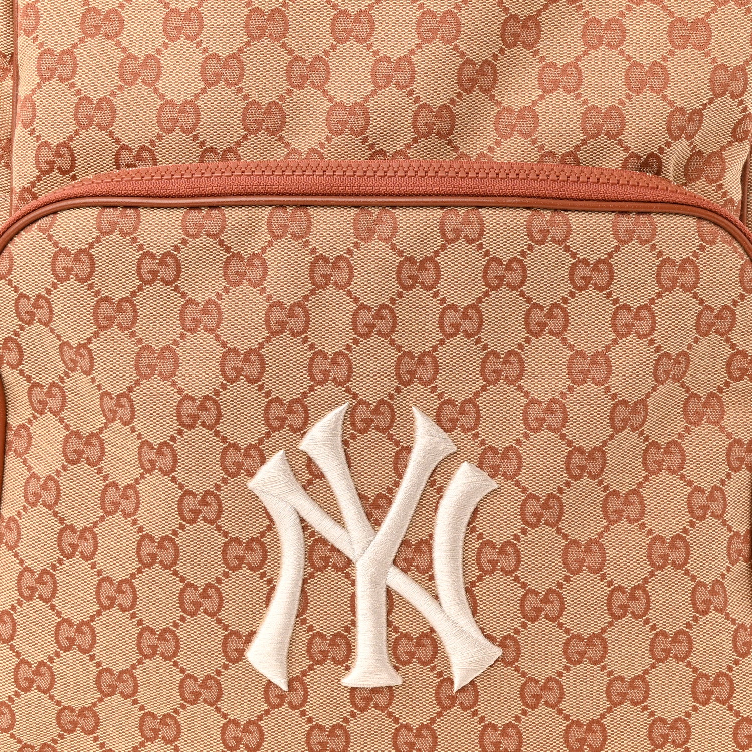 Gucci X MLB GG Monogram NY Yankees Medium Backpack Beige Ruggine Ivory 9 of 12