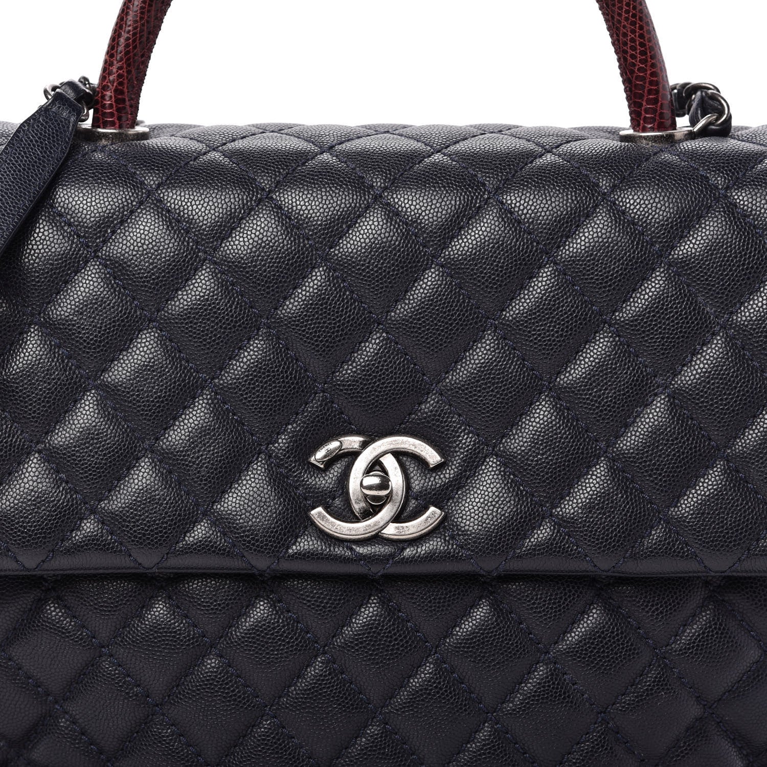 Chanel Caviar Lizard Quilted Large Coco Handle Flap Blue 10 of 12