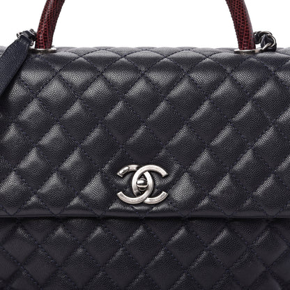 Chanel Caviar Lizard Quilted Large Coco Handle Flap Blue 10 of 12
