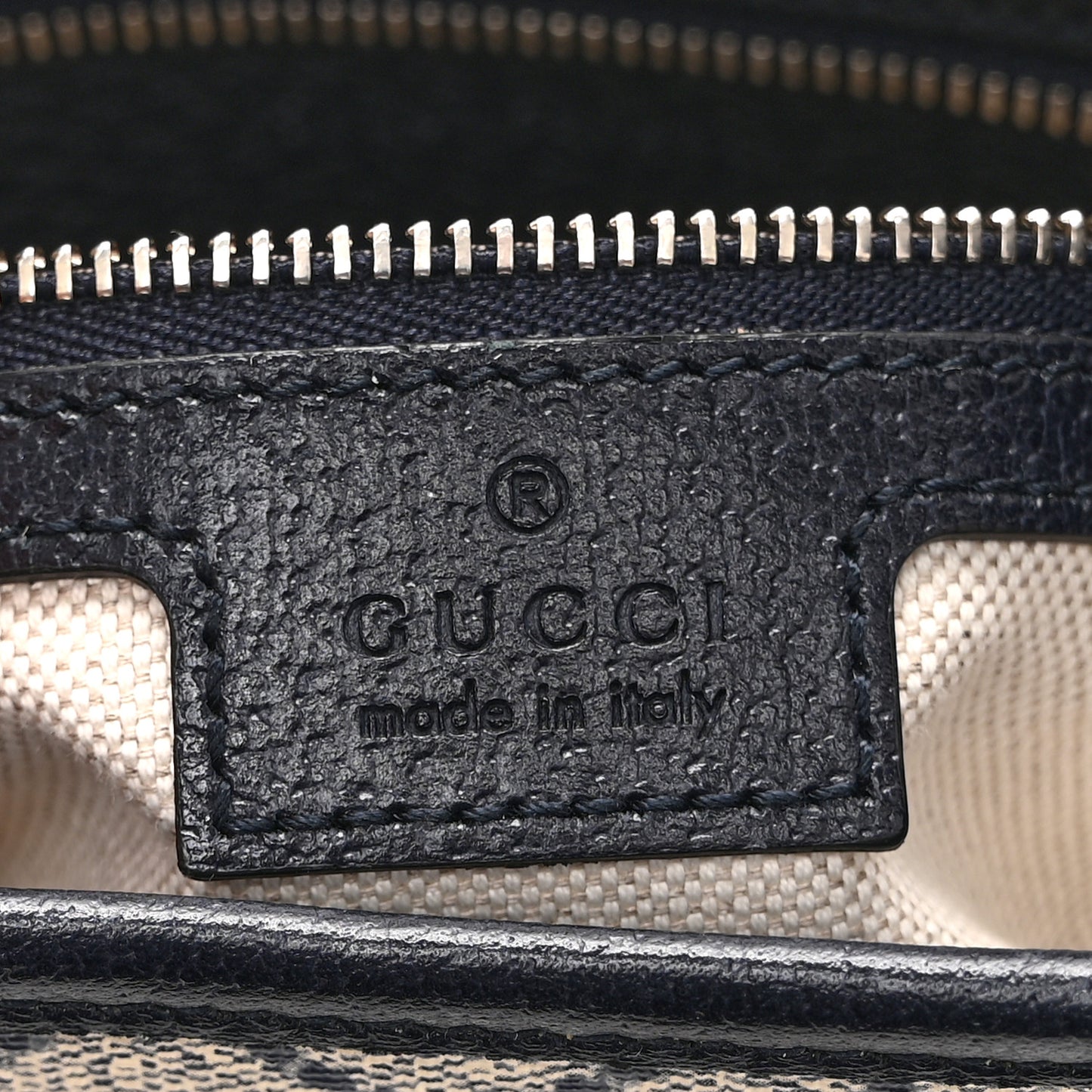 GG Supreme Monogram Textured Dollar Calfskin Web Small Jackie 1961 Hobo Beige Blue