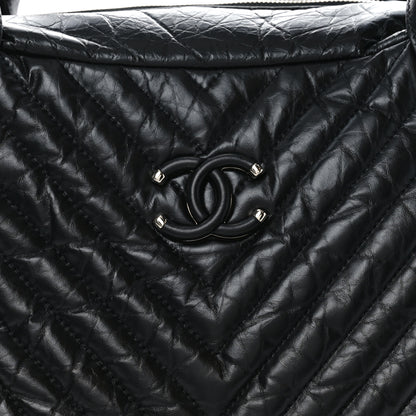 Chanel Aged Calfskin Chevron Medium Soft Bowling Bag Black 8 of 10