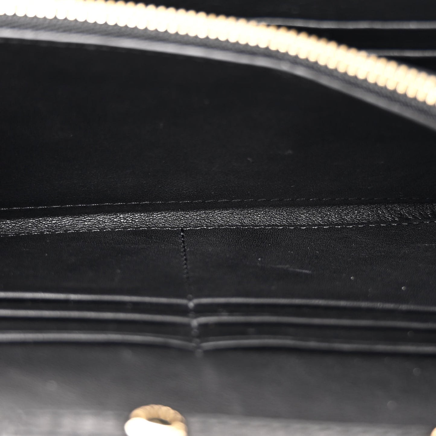 Patent Grainy Calfskin Henley Wallet On Chain Black