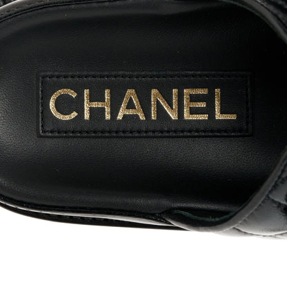 Chanel Lambskin Quilted Velcro Dad Chain CC Slide Sandals 35 Black 7 of 10