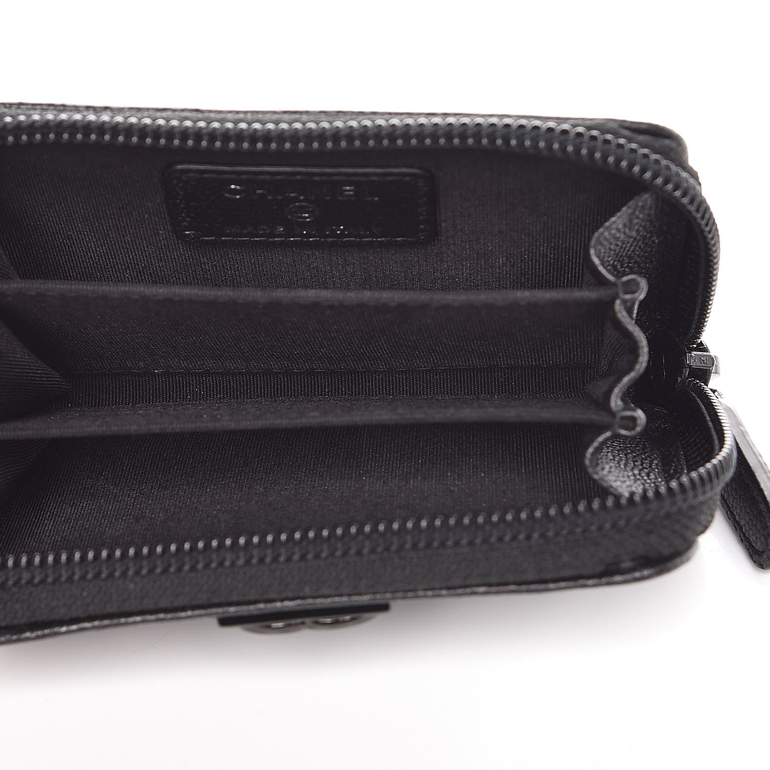 Chanel Caviar Quilted Boy Zip Around Coin Purse Wallet So Black 5 of 8