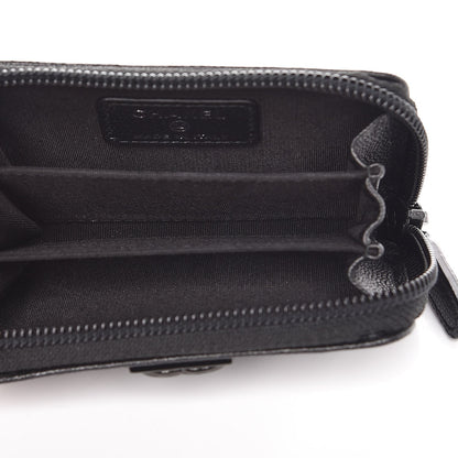 Chanel Caviar Quilted Boy Zip Around Coin Purse Wallet So Black 5 of 8