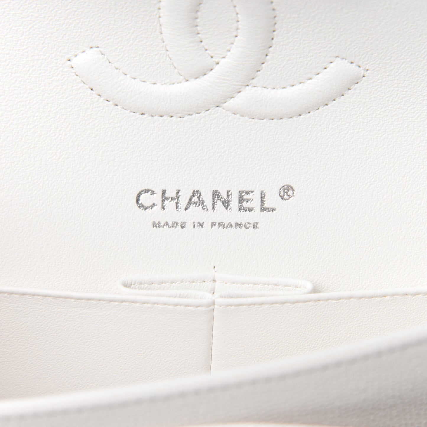 Caviar Quilted Medium Double Flap White