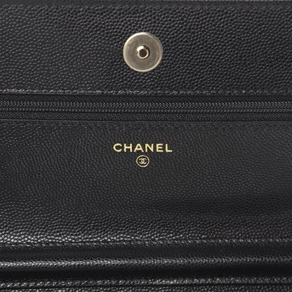 Chanel Caviar Quilted French New Wave Chain CC Wallet On Chain WOC Black 6 of 12