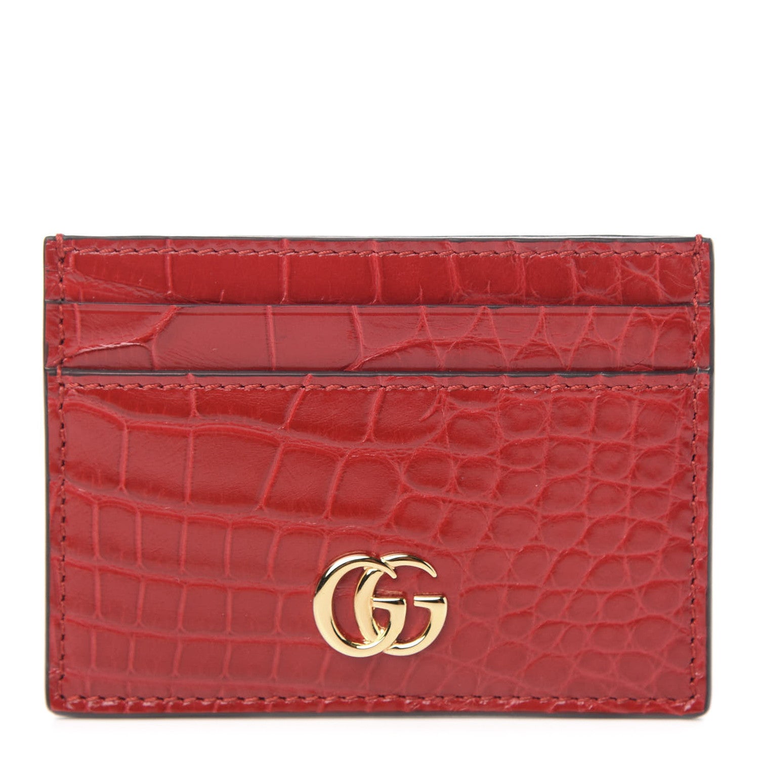 Gucci Alligator GG Marmont Card Holder Red 1 of 5