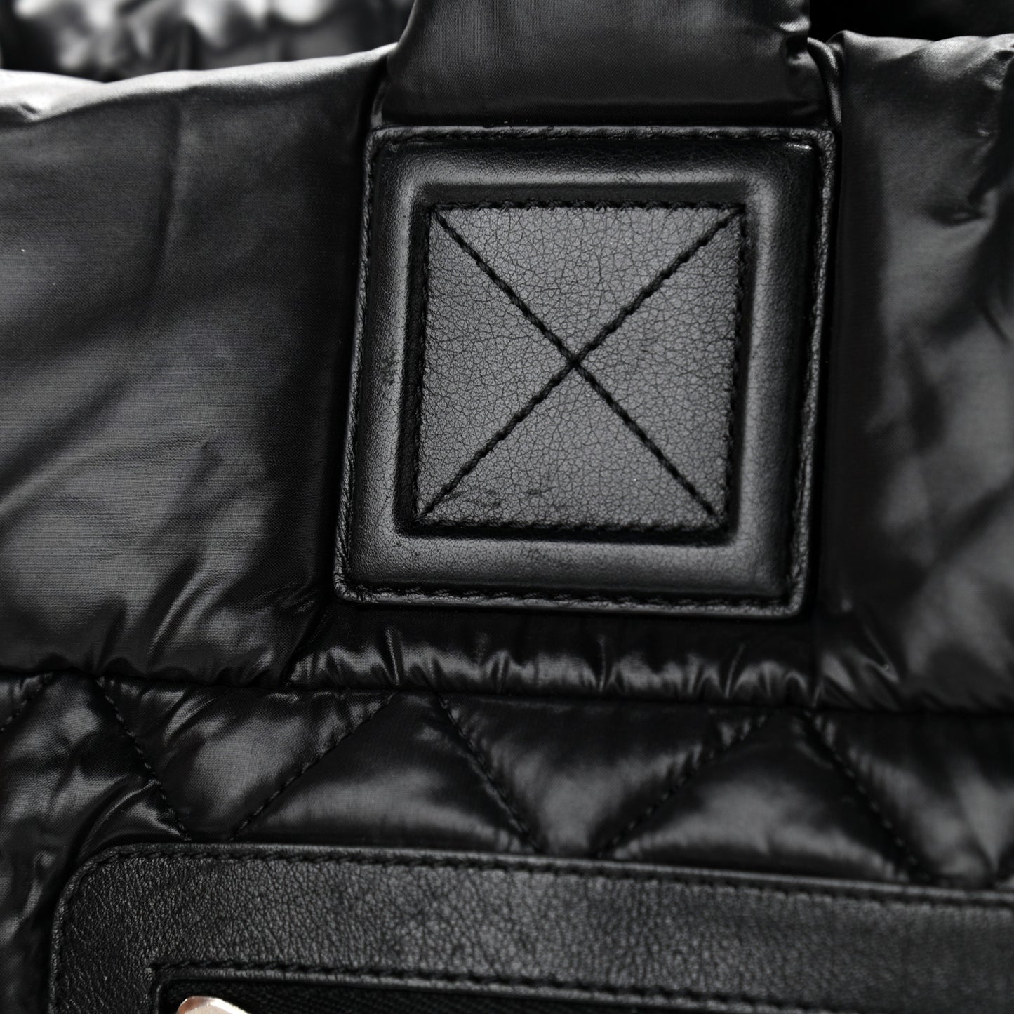 Nylon Quilted Large Coco Cocoon Tote Black