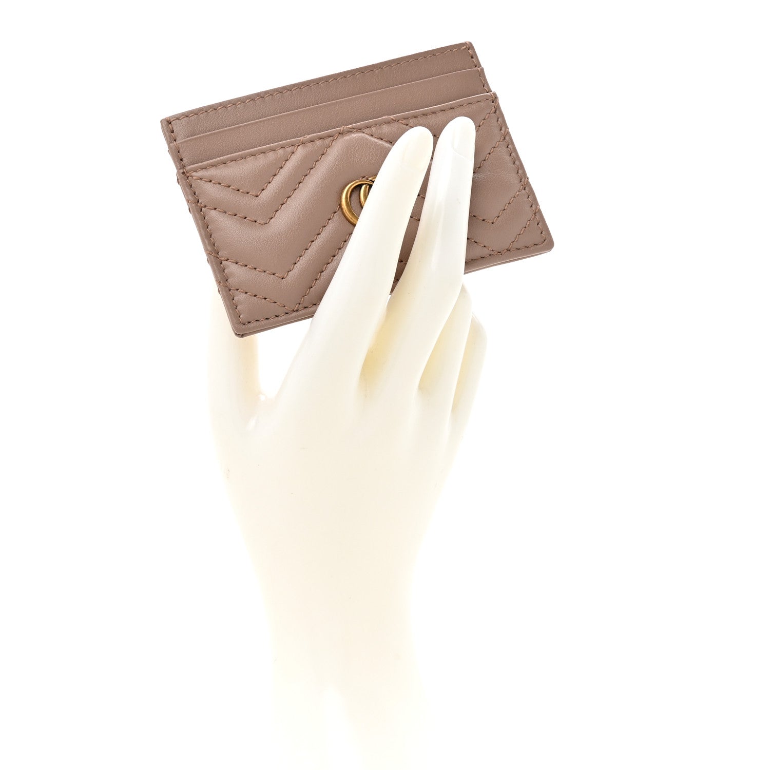Gucci Calfskin Matelasse GG Marmont Card Holder Porcelain Rose 4 of 12