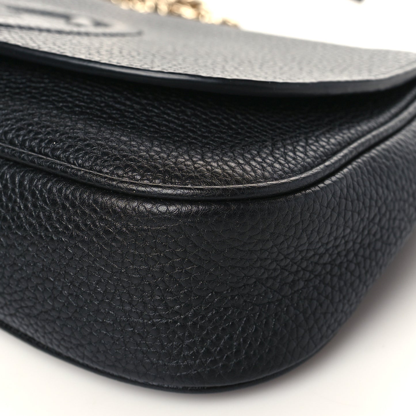 Pebbled Calfskin Medium Soho Flap Crossbody Black