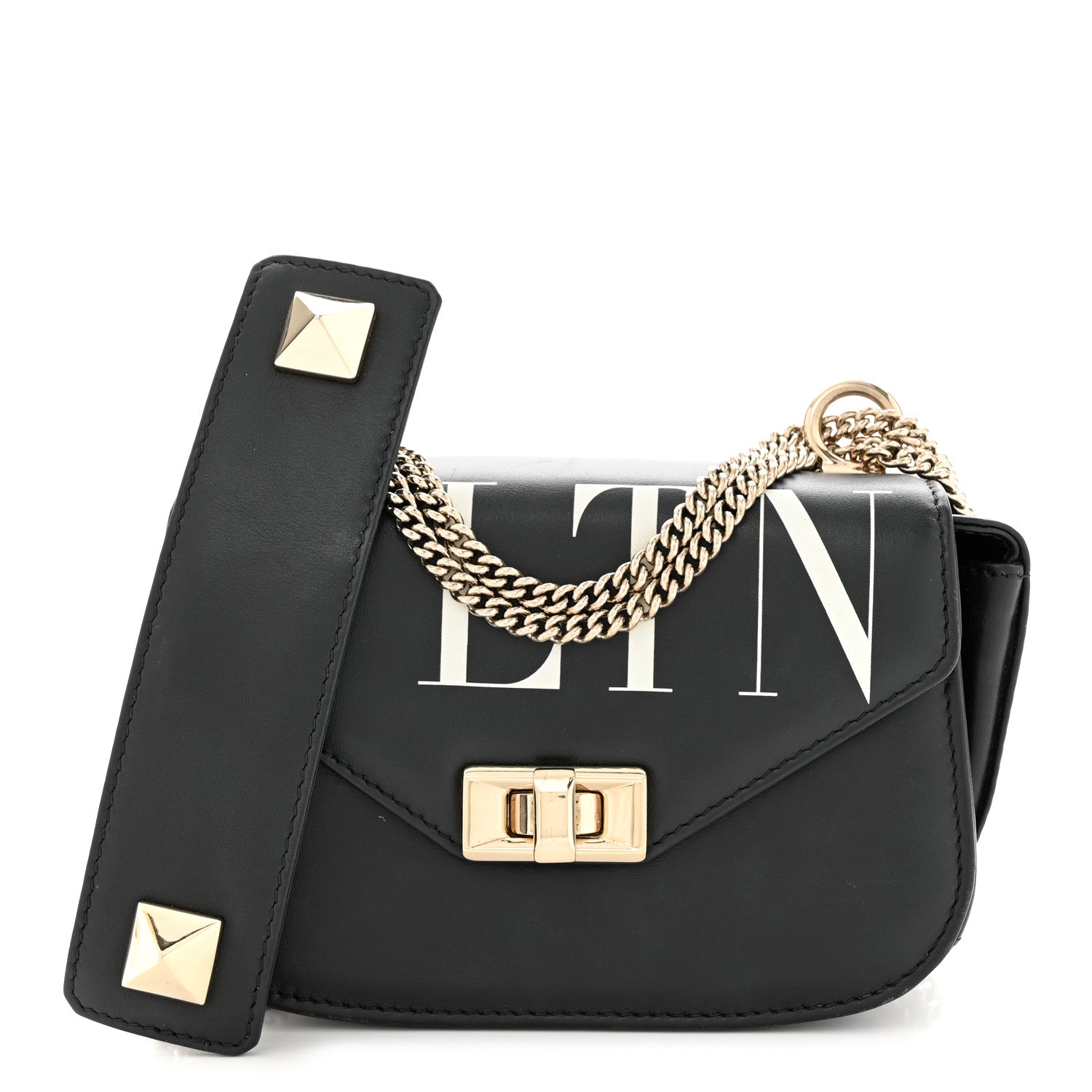 Valentino Garavani Calfskin VLTN Small Shoulder Bag Black 1 of 12