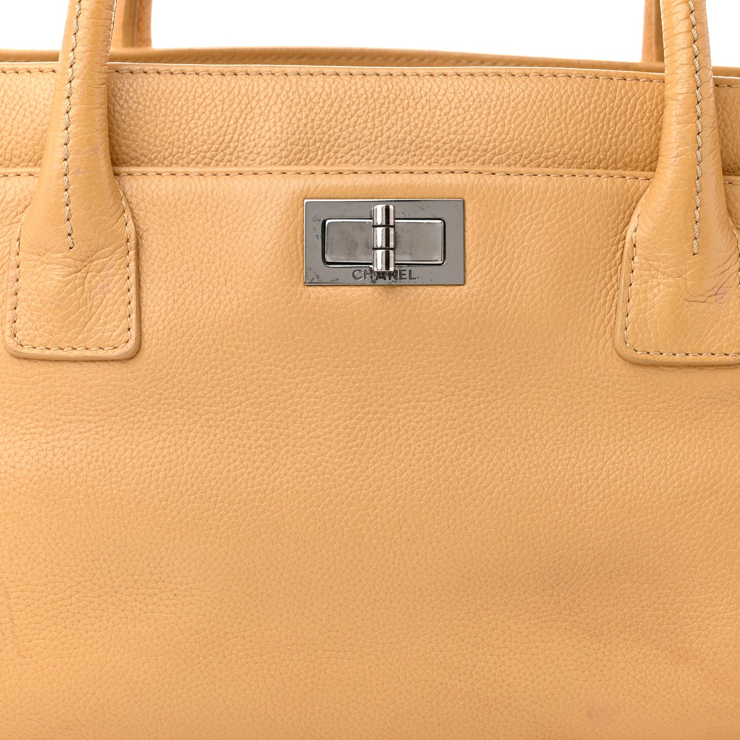 Chanel Calfskin Mademoiselle Lock Cerf Shopper Tote Beige 8 of 11