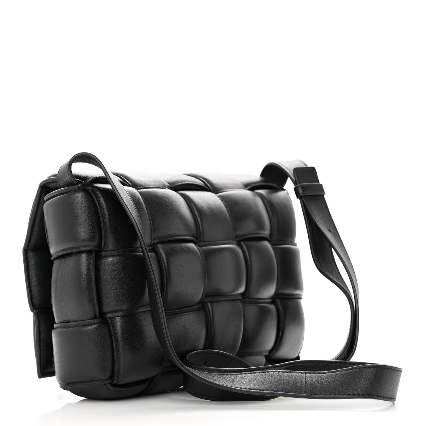 Nappa Maxi Intreccio Padded Cassette Crossbody Bag Black