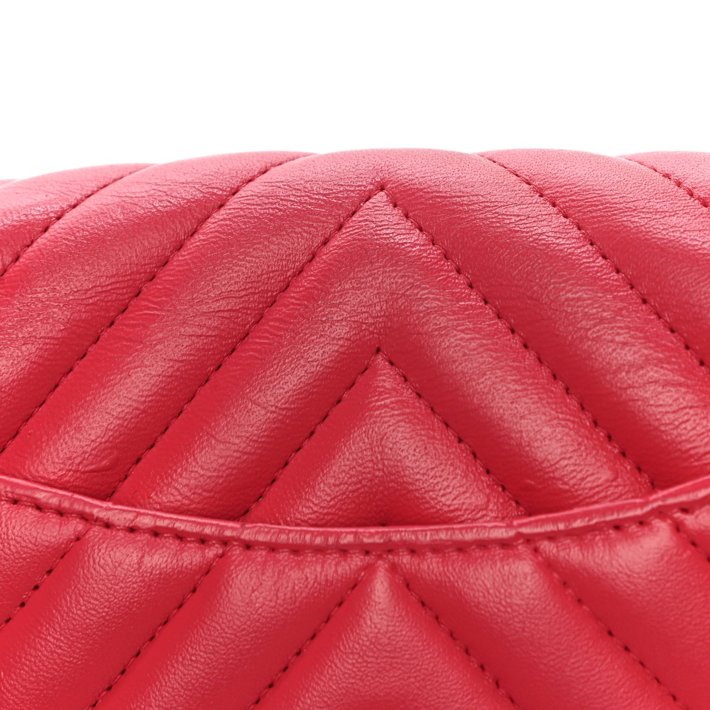 Lambskin Chevron Quilted Mini Rectangular Flap Dark Pink