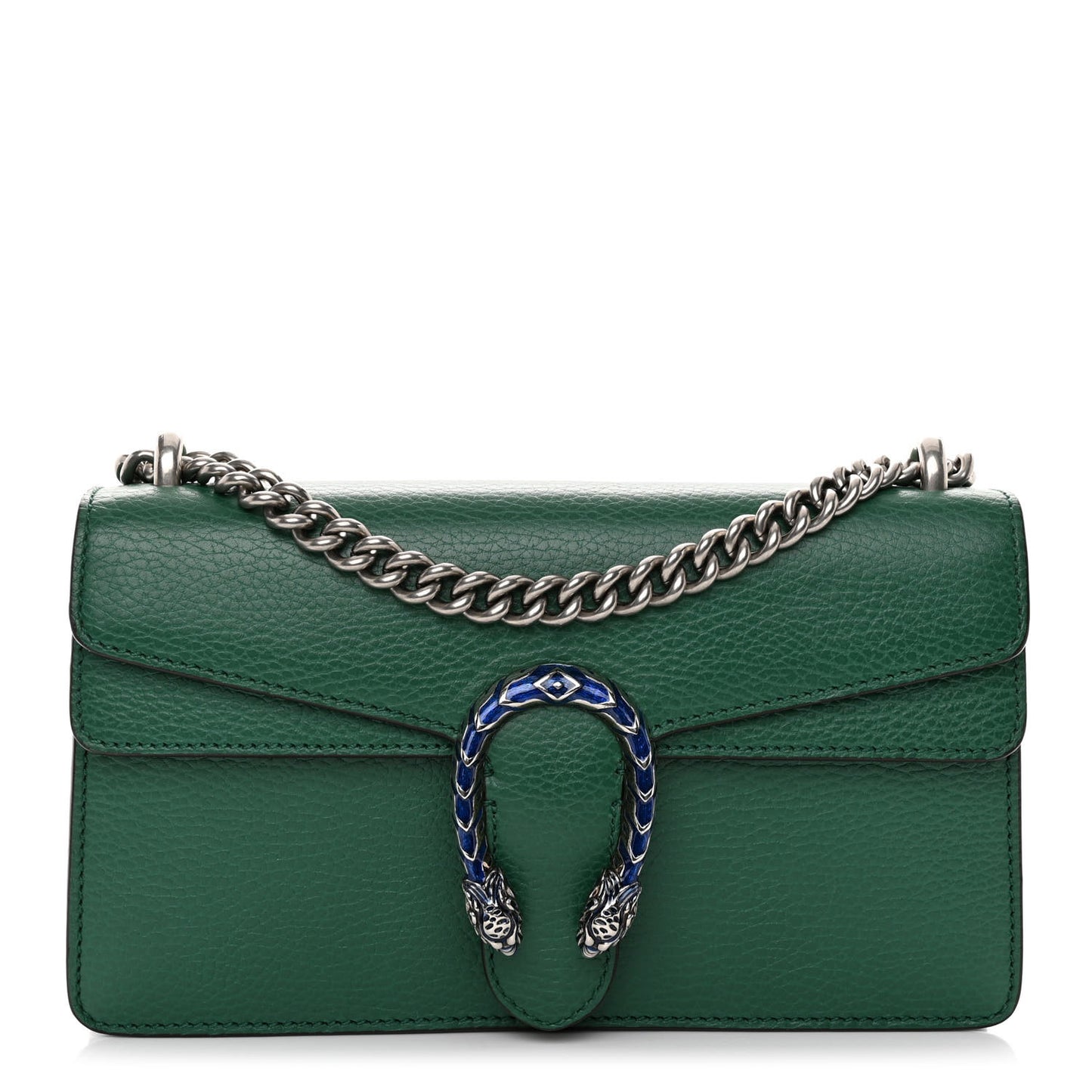 Dollar Calfskin Enamel Small Dionysus Shoulder Bag Emerald Electric Blue