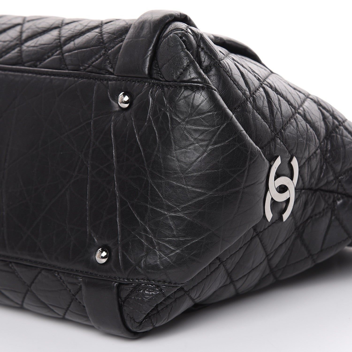 Chanel Distressed Lambskin Vintage Ligne L Lady Braid Tote Black 10 of 10