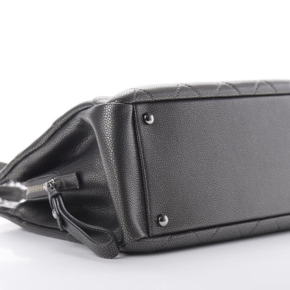 Chanel Metallic Caviar Quilted CC Tote Dark Silver 15 of 22