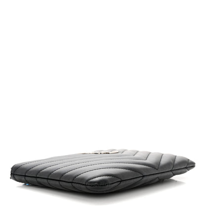 Saint Laurent Calfskin Matelasse Chevron Monogram Pouch Black 4 of 8