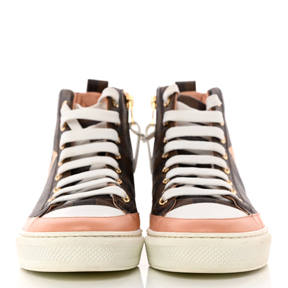 Louis Vuitton Damier Ebene Stellar High Top Sneakers 37.5 Venus Pink 2 of 24